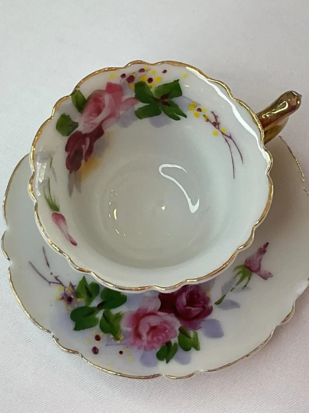 Vintage Miniature Japanese Hand Painted Cup & Saucer Set Cottage Dollhouse Tea‎